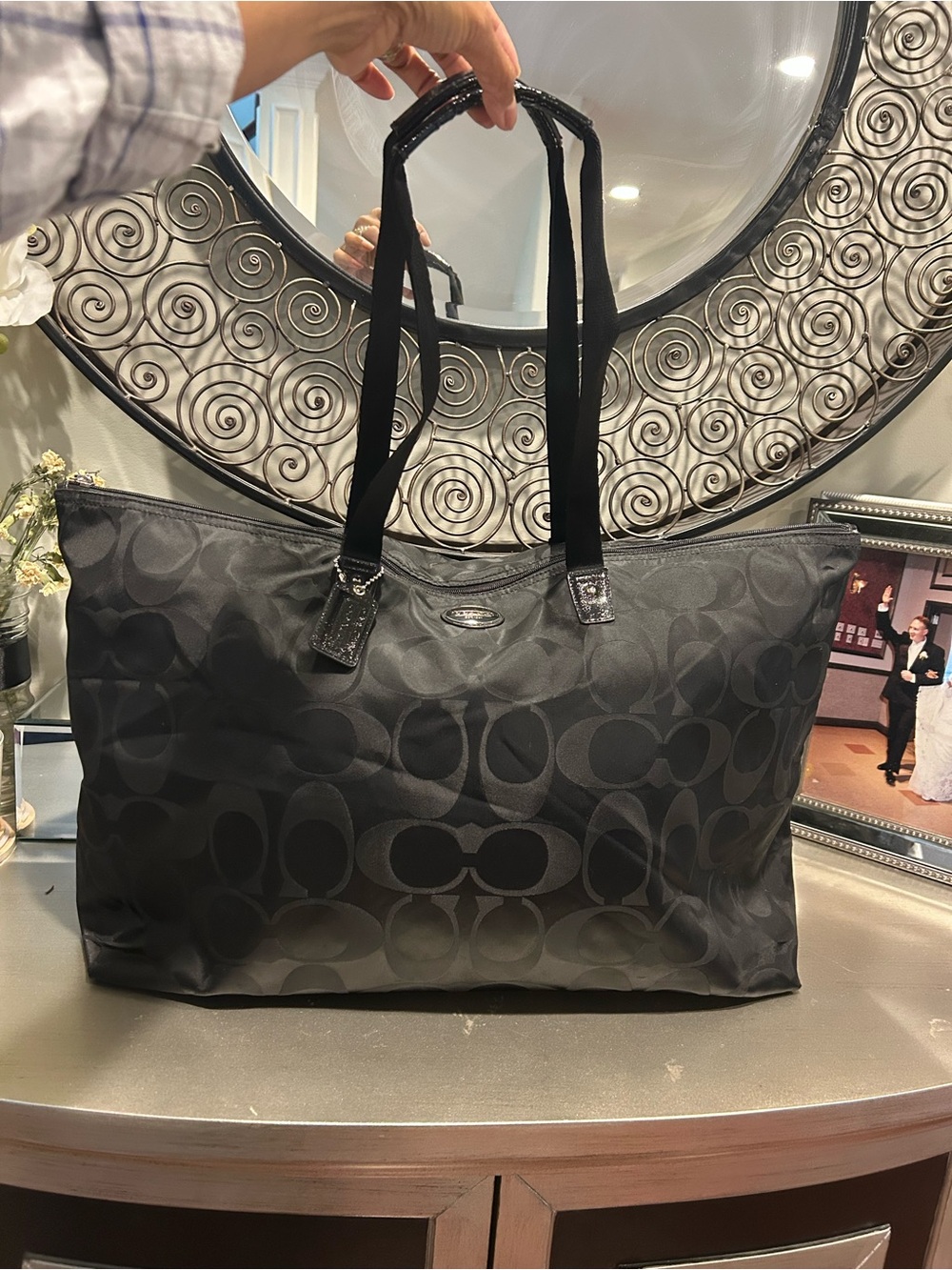 Coach Black Signature travel/ packable weekend bag